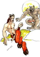 werewolf with man and woman-